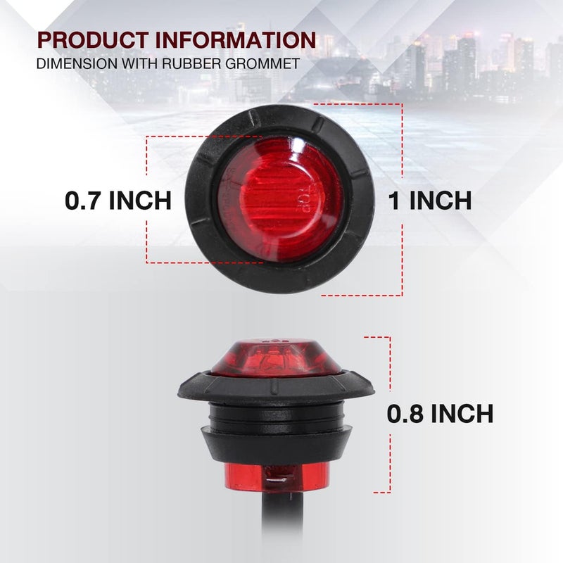 TMH (Pack of 100) 3/4 Inch Mount RED LED Clearance Bullet Marker lights, Side LED marker lights for trailer Truck RV Car Bus Van - Image 4